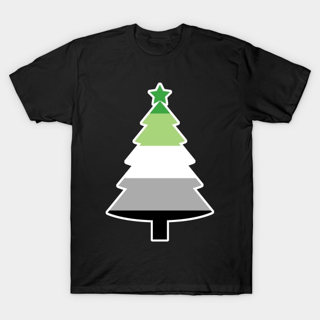 Christmas Tree LGBT Flag Aromantic T-Shirt by aaallsmiles